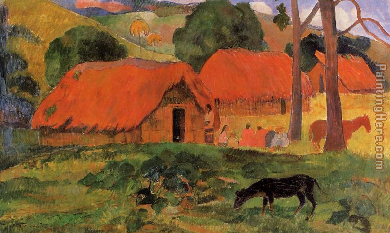 Paul Gauguin Three Huts Tahiti